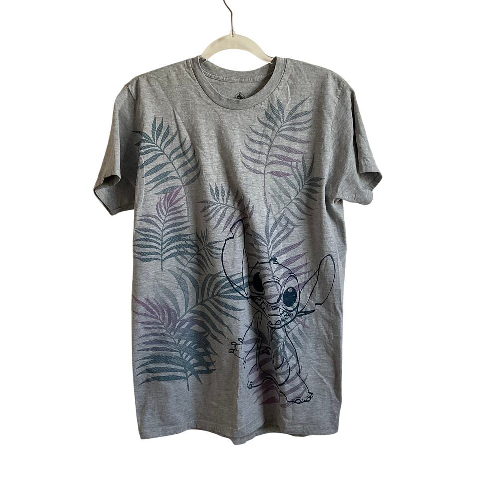 Disney Parks Stitch Tropical Print Grey Graphic‎ Tee - Size Large